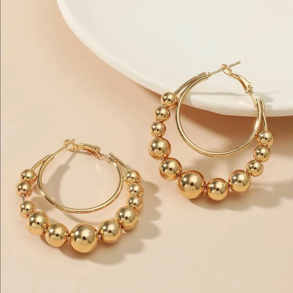 Round Ball Decor Hoop Earrings